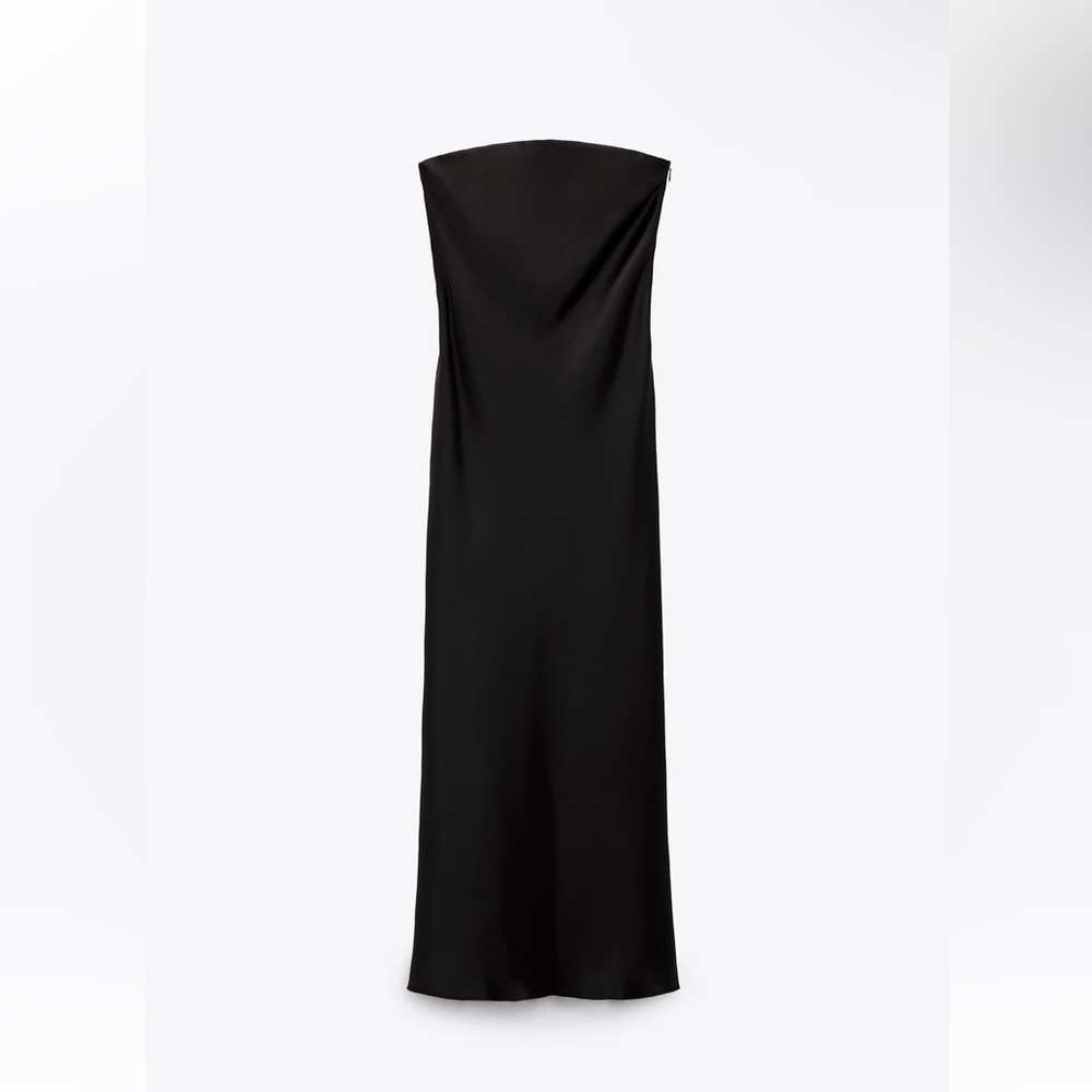 ZARA Satin Effect Dress Black - Size XXL